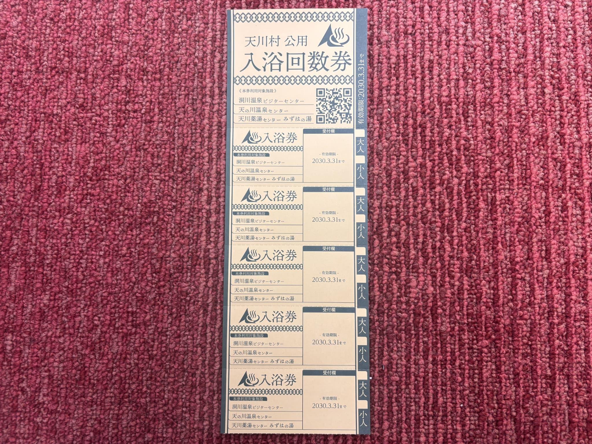 天川村日帰り入浴施設入浴券 5枚セット