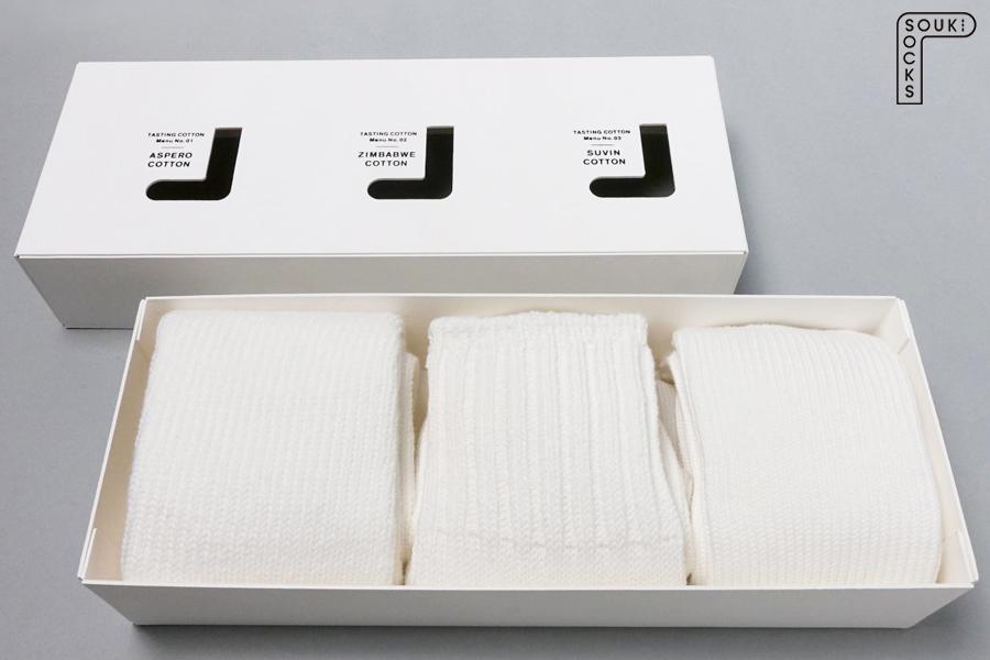 【奈良県内共通返礼品】Tasting Cotton BOX/Sサイズ(22～24㎝) コットンソックス 3足 履き比べ