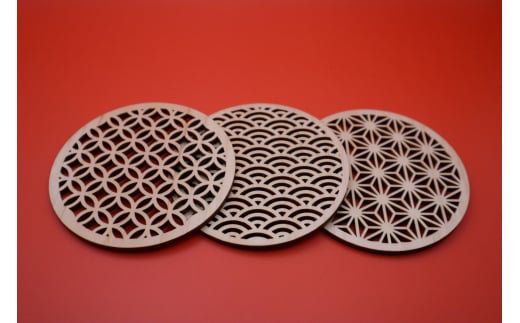 M482　紀州ひのきコースター和柄セット