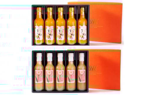 M284　きわみみかんジュースとあら川の桃ドリンク　２００ｍｌ×各５本
