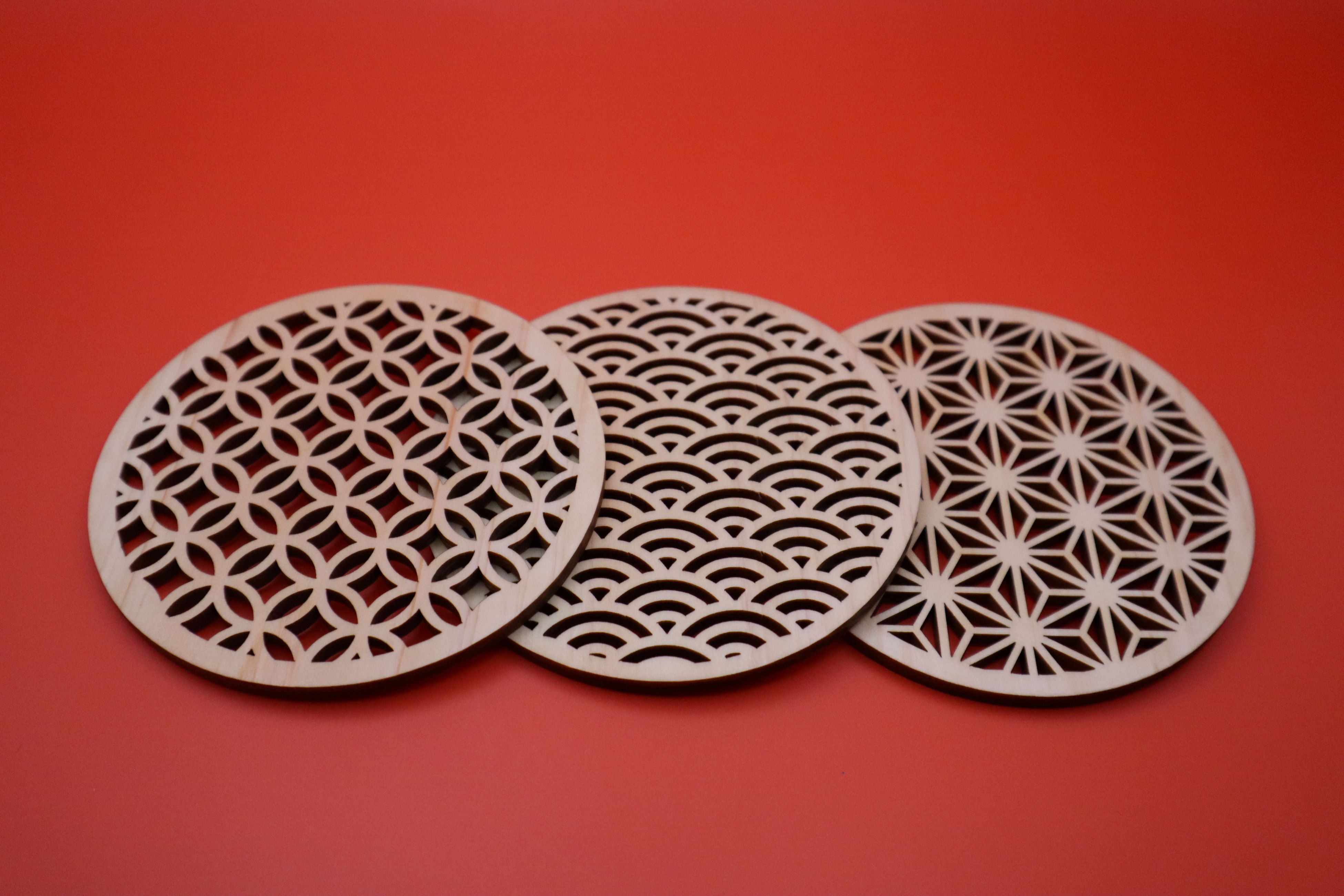 M482　紀州ひのきコースター和柄セット