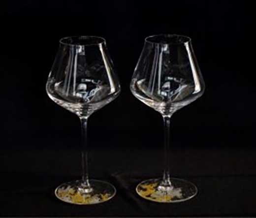 ワイングラスぺルラ2P（カラークリア金箔・クリア)