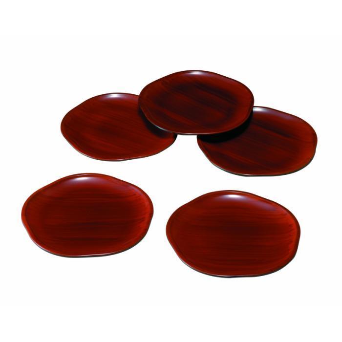 5.0寸 梅型銘々皿 春慶杢(5枚組)【YG123】