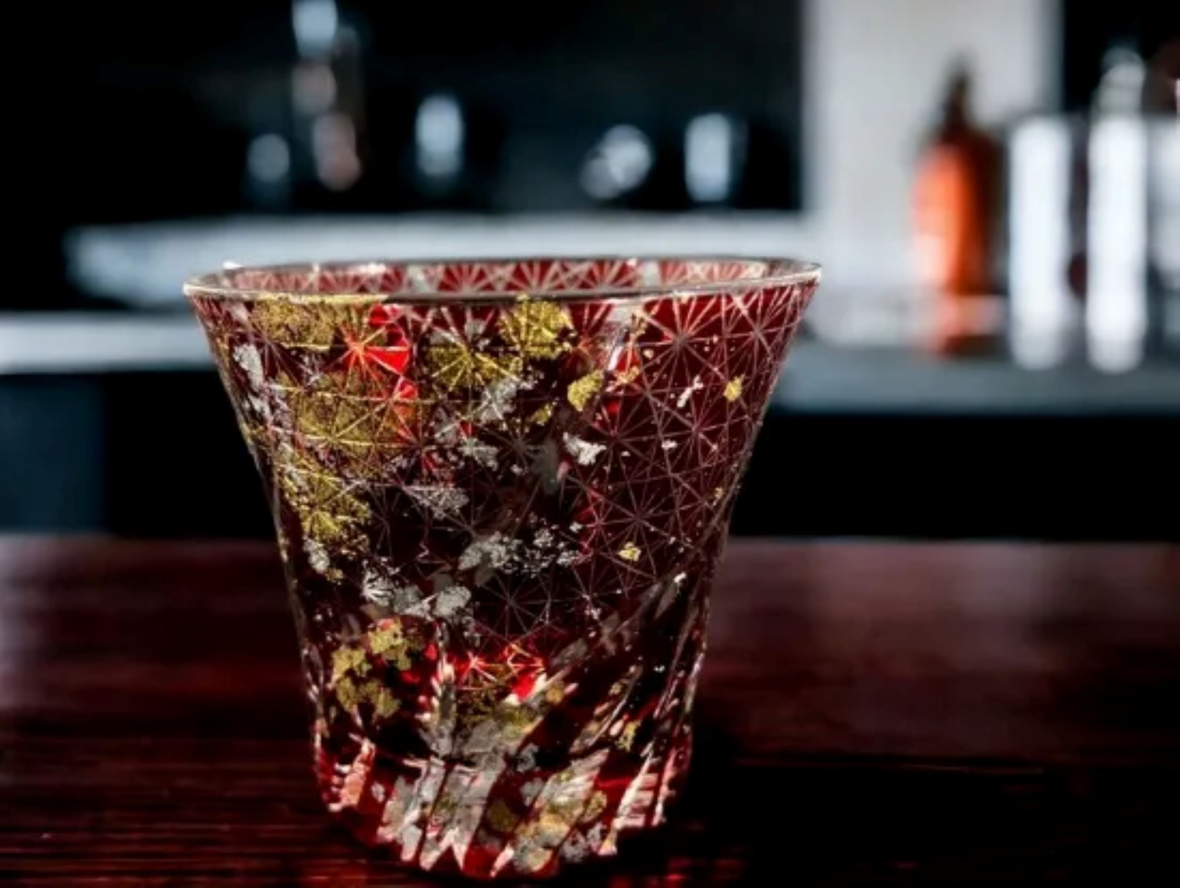 箔舞切子グラス240 レッド［NF246］