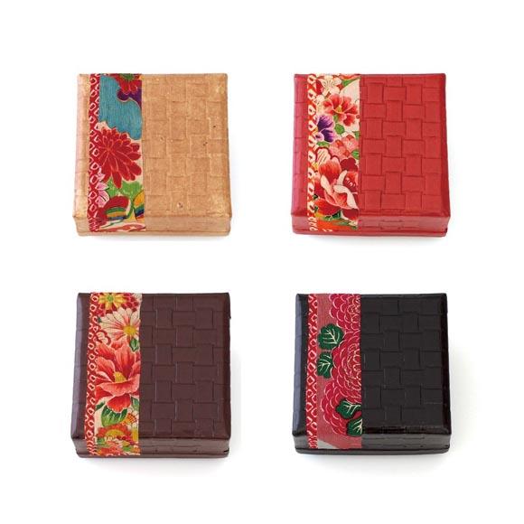 柿渋塗 四つ目箱 小箱サイズ4色布付セット【TN90】