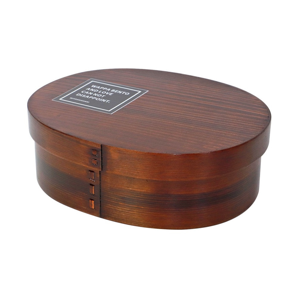 みよし漆器本舗 曲げわっぱ お弁当箱 900ml 約19×15×高さ6.1cm 小判型 北欧風 英字ロゴ ブラック 漆塗り