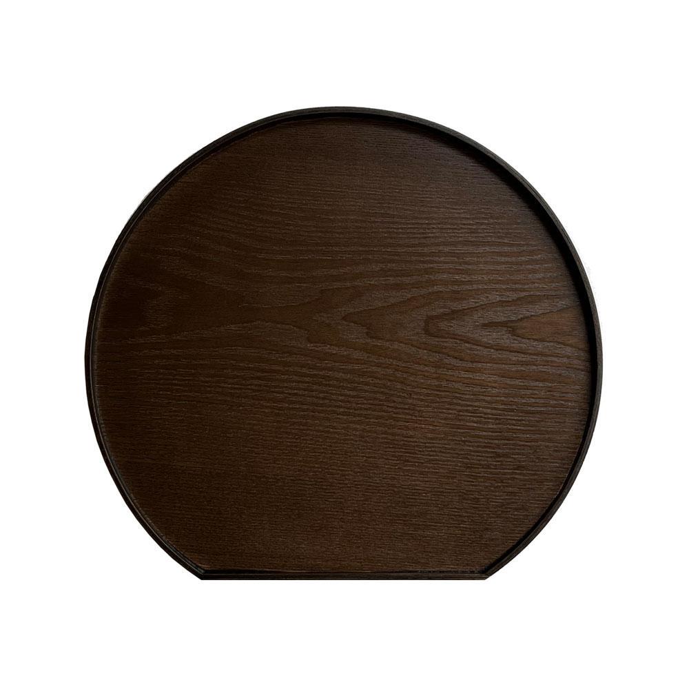 滑り止め加工 木製 半月盆 【コクタン調・1枚単品】 トレー 36cm お盆 ノンスリップ トレイ すべらない 和食 料亭 旅館 便利