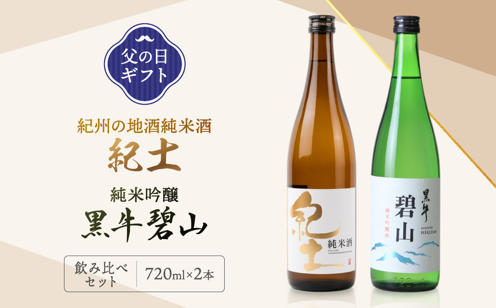 ［父の日ギフト］紀州の地酒　純米酒　紀土　純米吟醸　碧山黒牛　飲み比べセット［6月15日～21日発送］