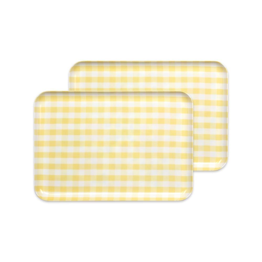 【イエロー2枚組】ST ランチョン トレー M 33cm ミルキー チェック タツクラフト 【Tk76】