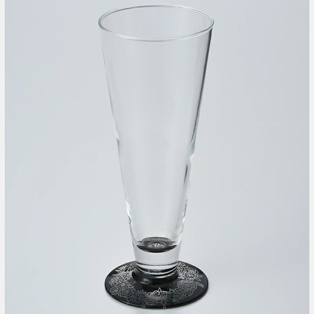 みよし漆器本舗 紀州塗り ぬりもん de Verre ピルスナーグラス 銀 蒔絵 ボタニカル 285ml