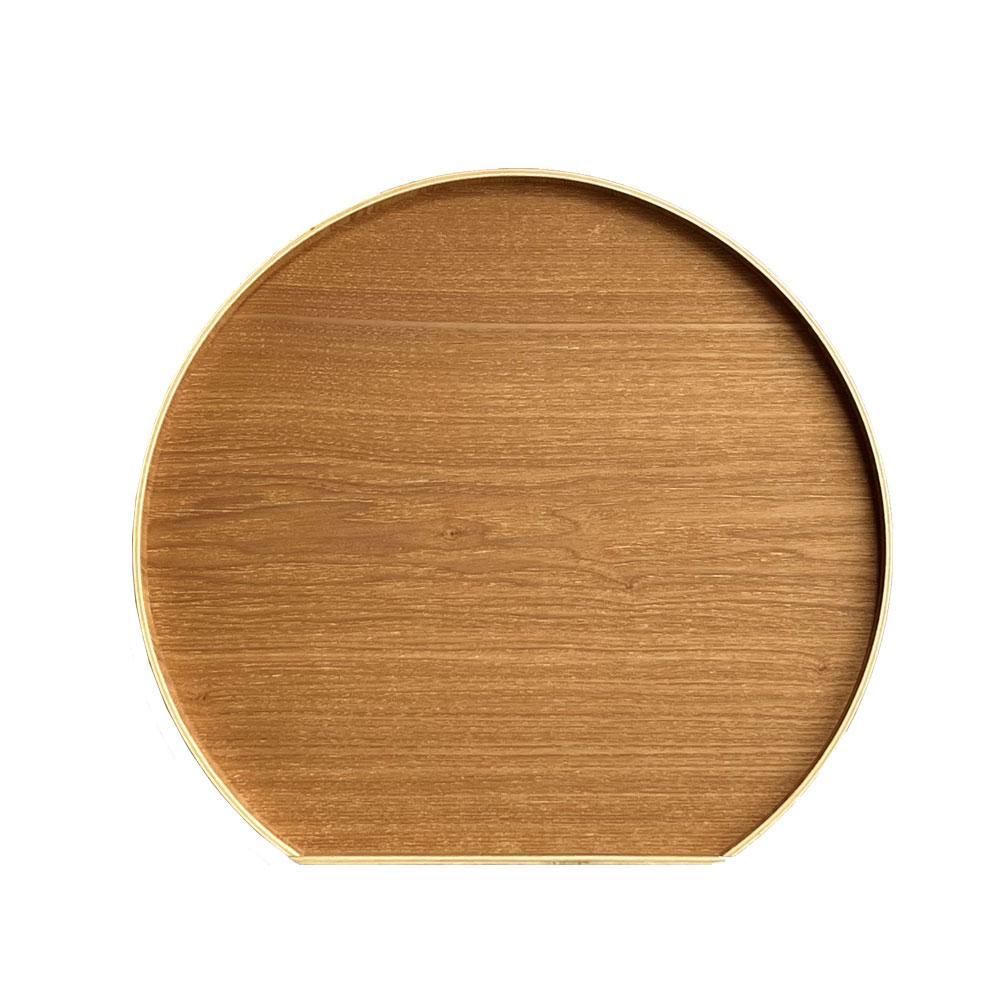 滑り止め加工 木製 半月盆 【白木・1枚単品】 トレー 36cm お盆 ノンスリップ トレイ すべらない 和食 料亭 旅館 便利