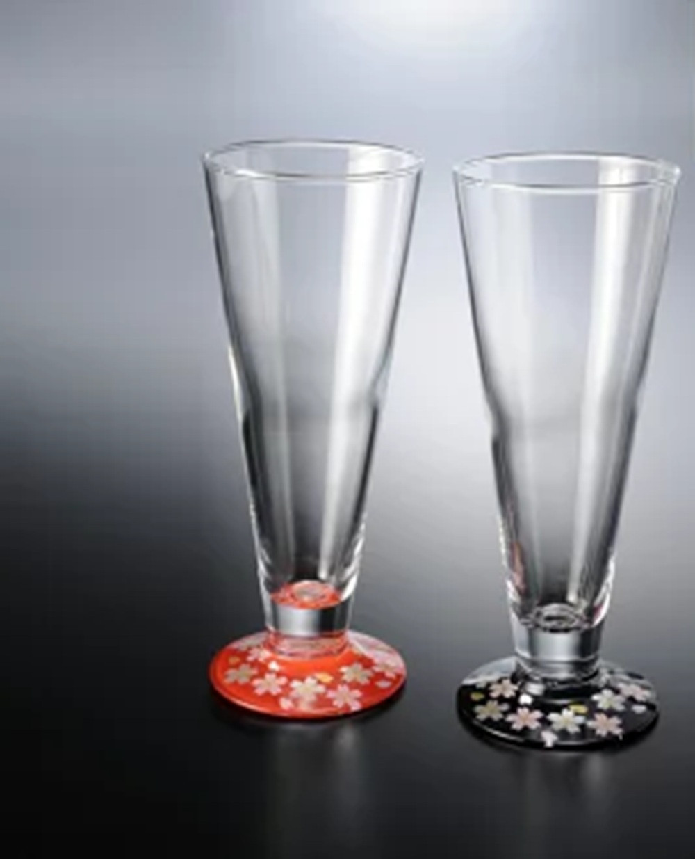 みよし漆器本舗 ビールグラス ペア 紀州塗り ぬりもん de Verre 蒔絵 桜 黒 赤 285ml