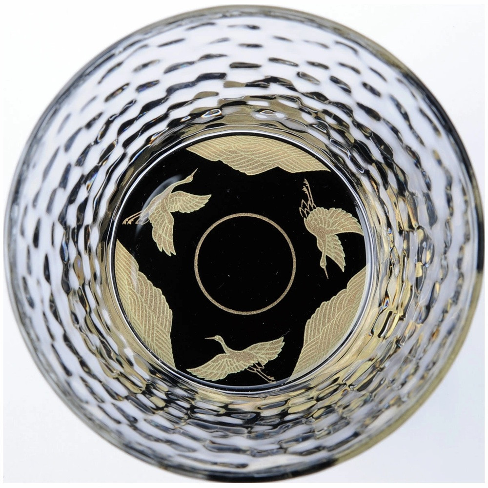 みよし漆器本舗 紀州塗り ぬりもん de Verre フリーグラス 蒔絵 万葉鶴 単品 黒 250ml