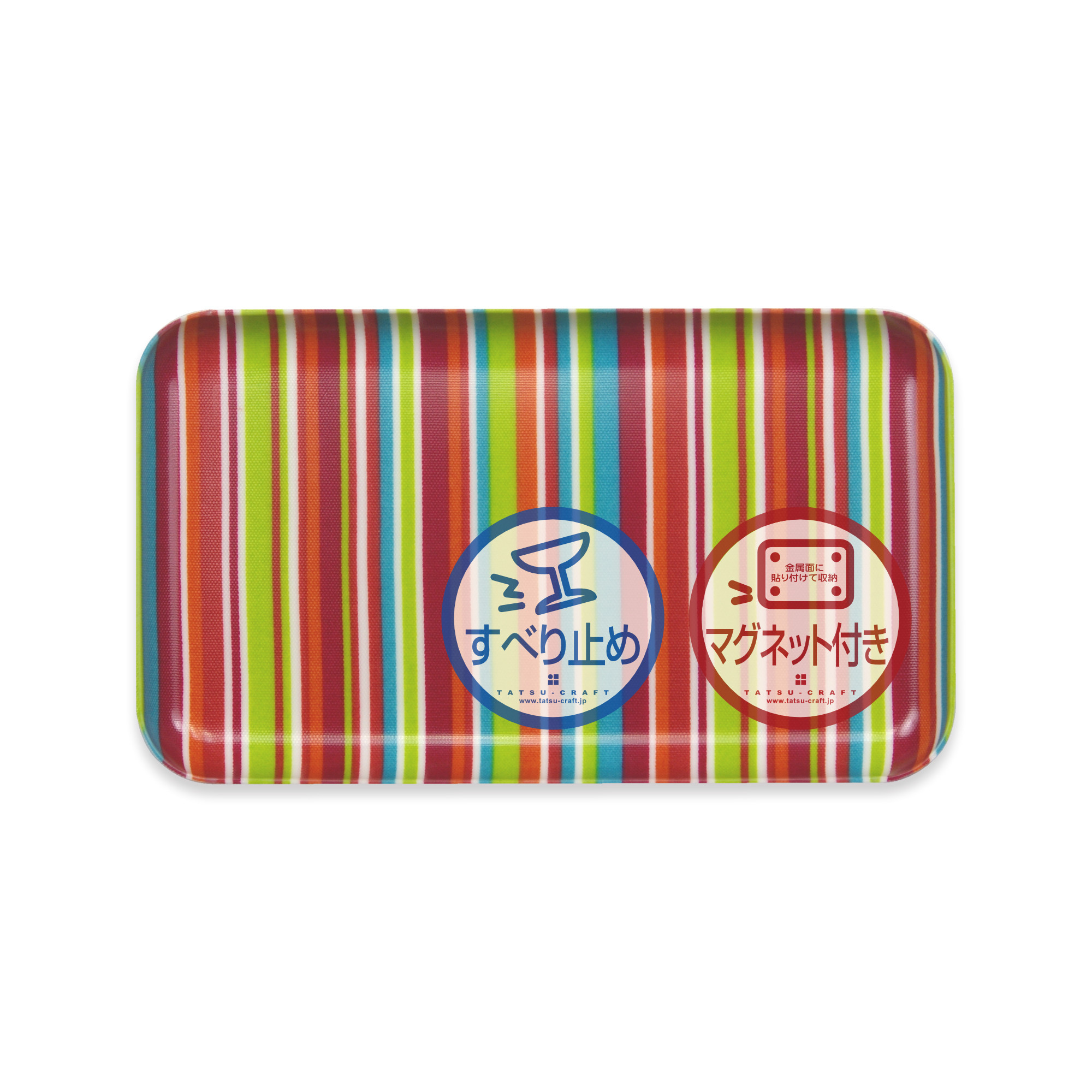 TATSU-CRAFT マグネットトレー SS 21.5cm ミラノストライプ CP キャンディピンク すべり止め付き ［Tk1063］