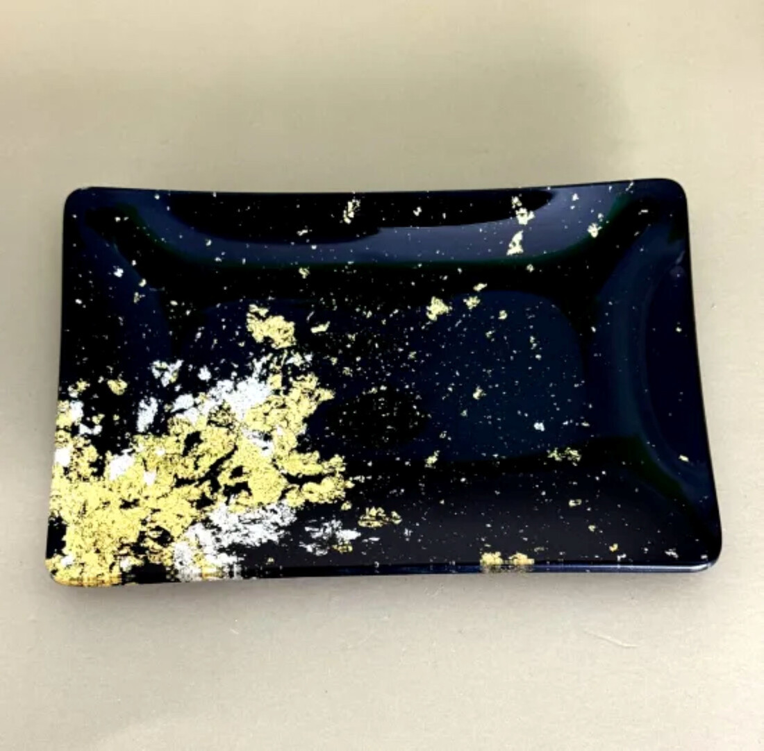 角小皿（金箔) 漆黒 ［NF142］