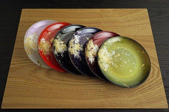 金銀箔ちらし丸小皿6枚セット ［NF193］