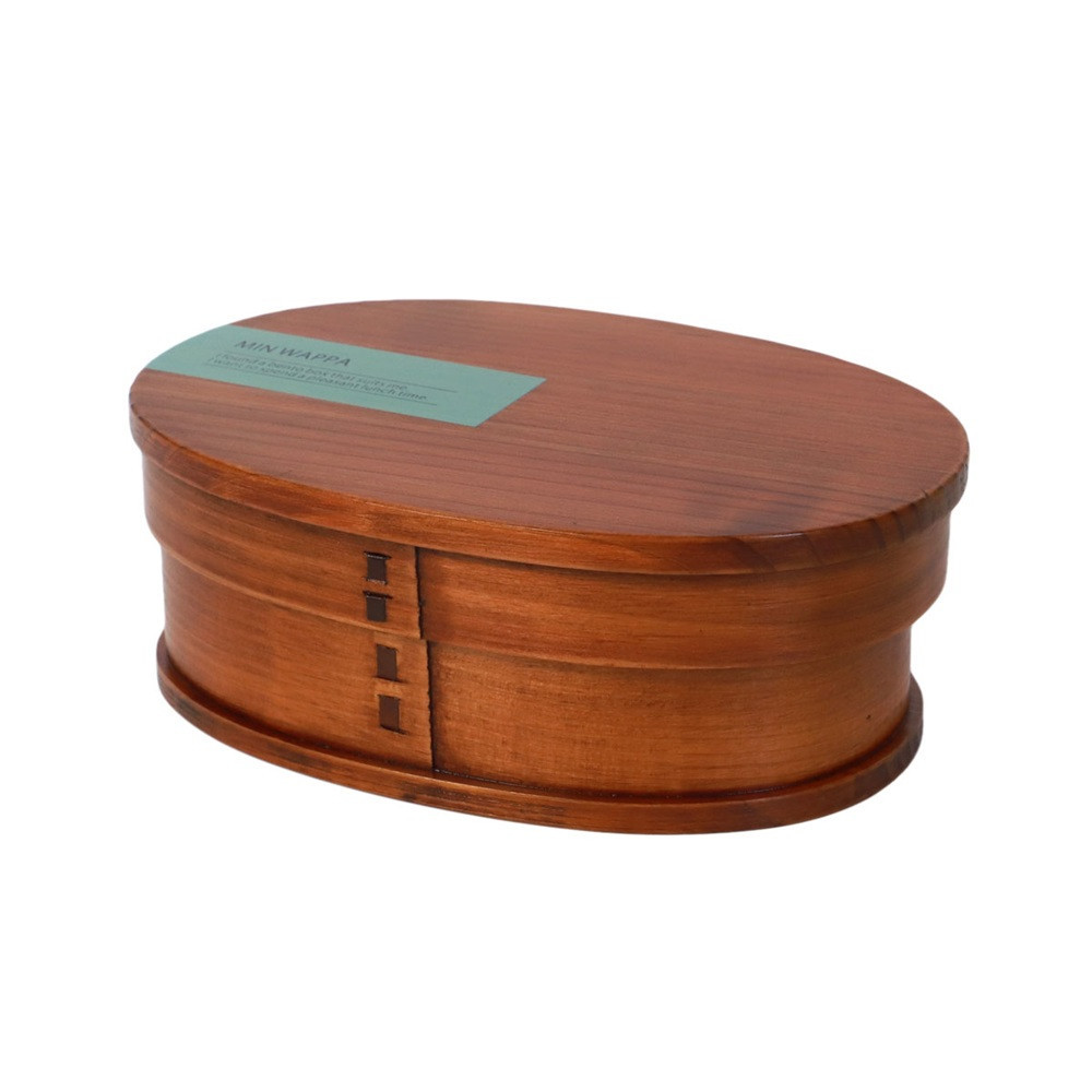 みよし漆器本舗 曲げわっぱ お弁当箱 600ml 約17.5×11.5×高さ6.5cm 小判型 MIN WAPPA カーキ 漆塗り