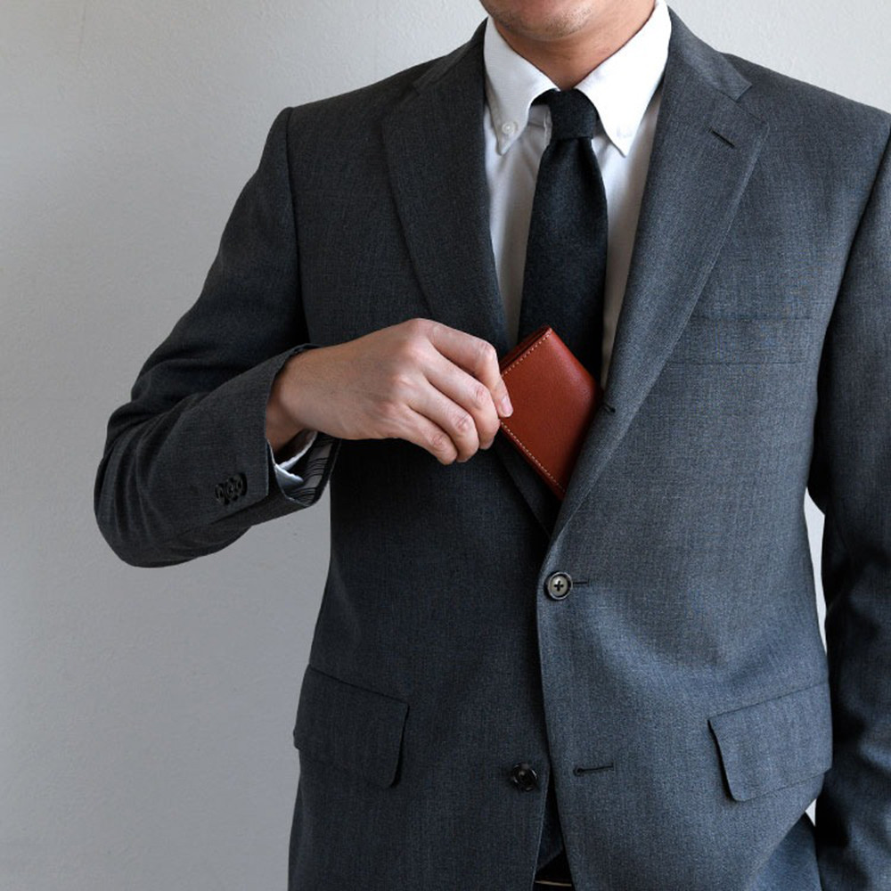 HIGHCAMP 本革名刺入れ カードケース 赤茶 ギフトBOX付き