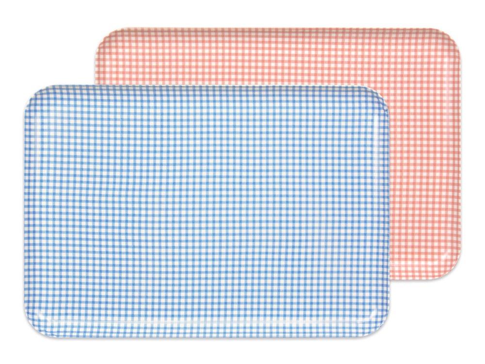 【ブルー×ピンク2枚組】ST ランチョン トレー L 39cm チェック タツクラフト 【Tk110】