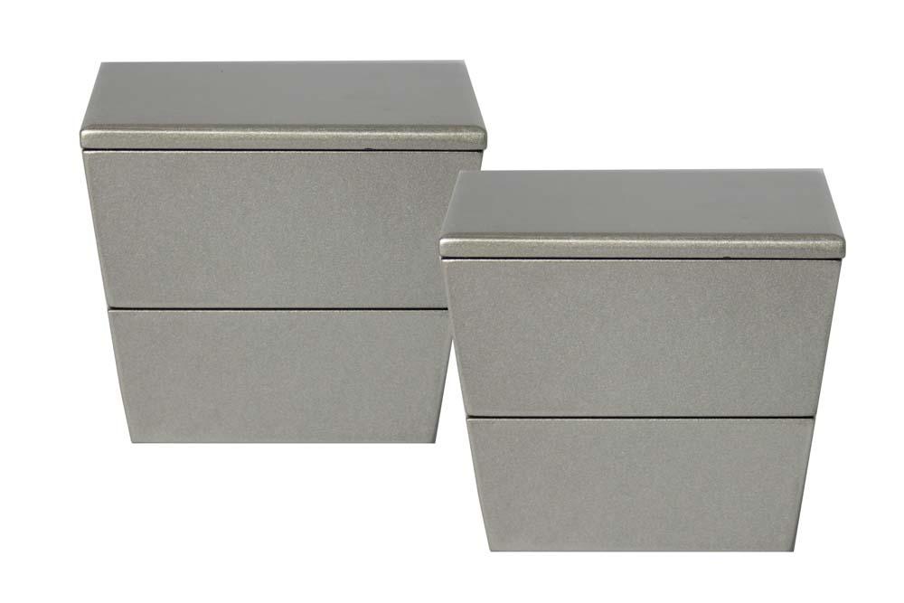 台形ミニ入子二段重箱2個組/シルバー