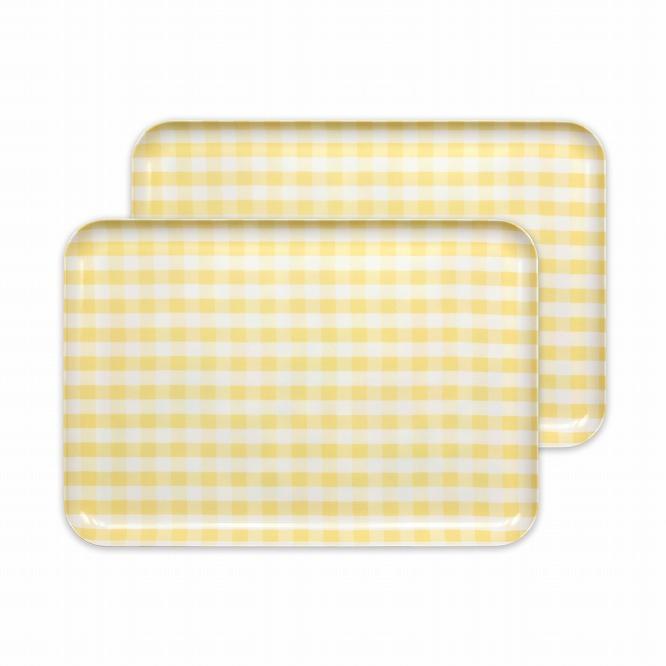 【イエロー2枚組】ST ランチョン トレー L 39cm ミルキー チェック タツクラフト 【Tk99】