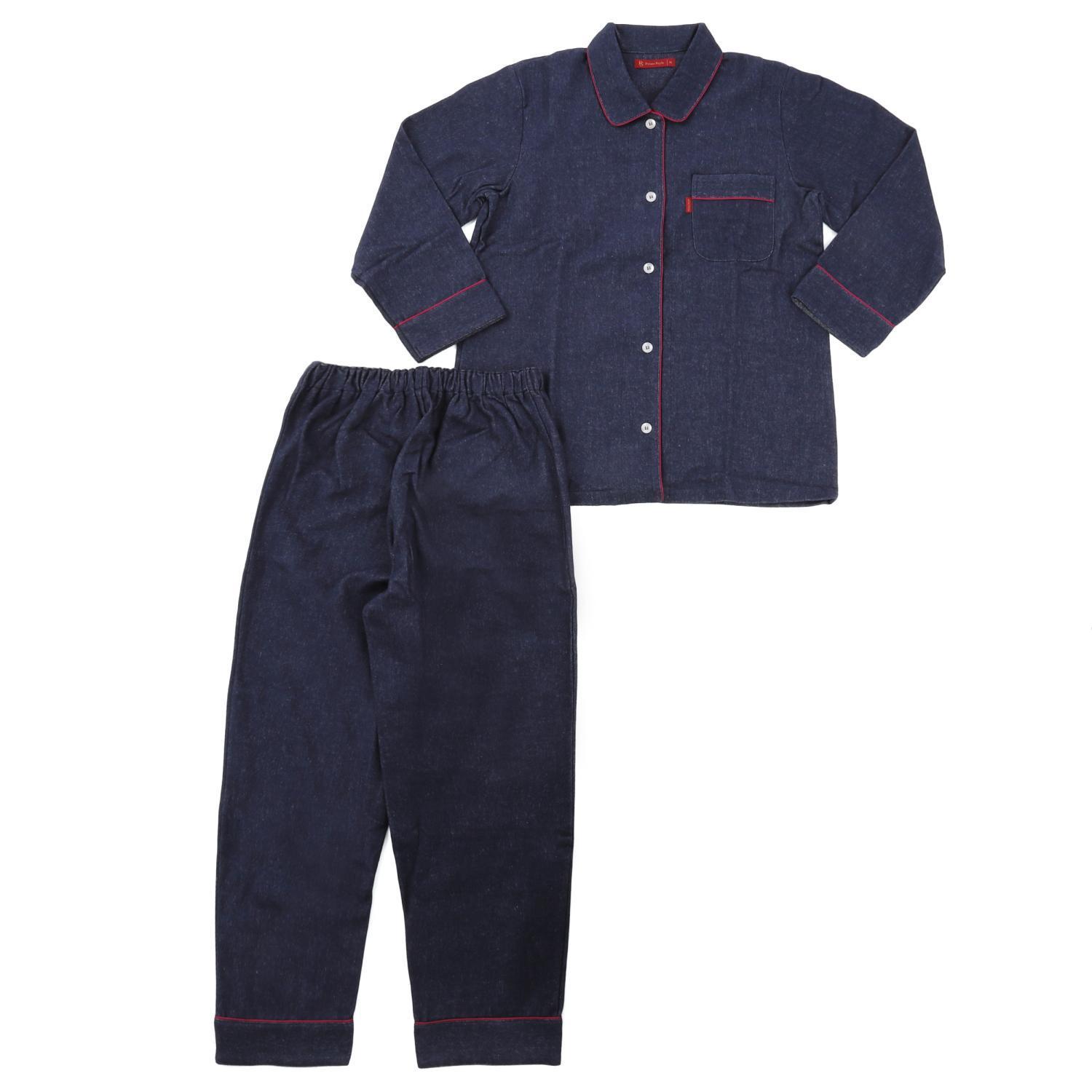 【カラー：ネイビー サイズ：M】フランネル 無地 レディス パジャマ