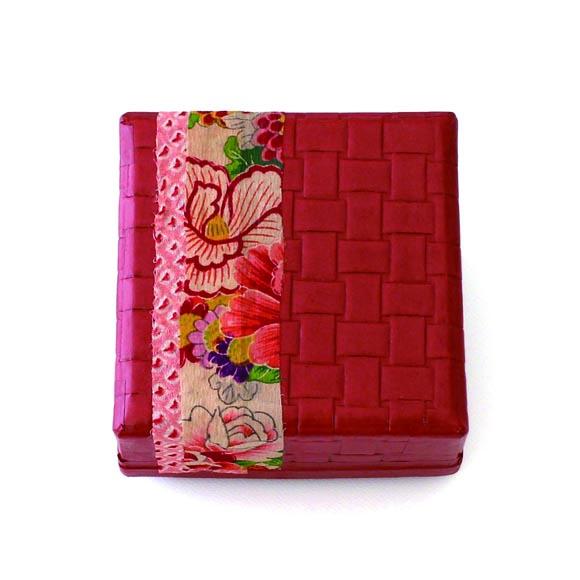 柿渋塗 四つ目箱 針箱サイズ 赤布付【TN86】