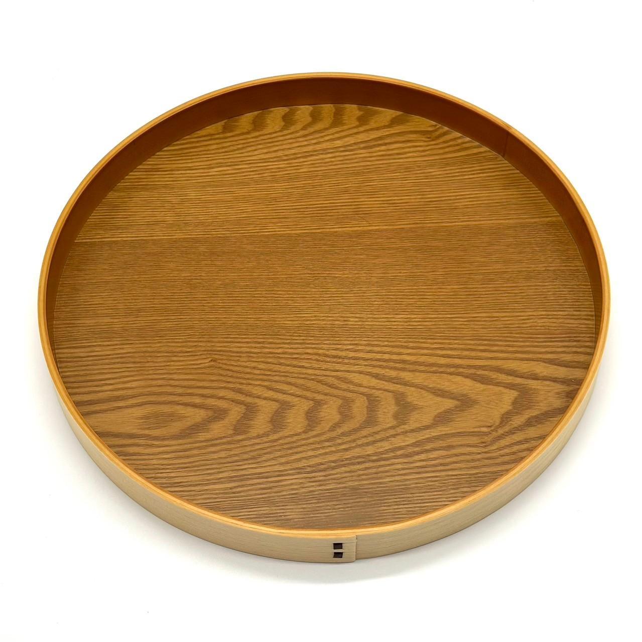 ［ライトブラウン］木製 お盆 曲げわっぱ カラー丸盆 まげわっぱ 紀州漆器［YS143］