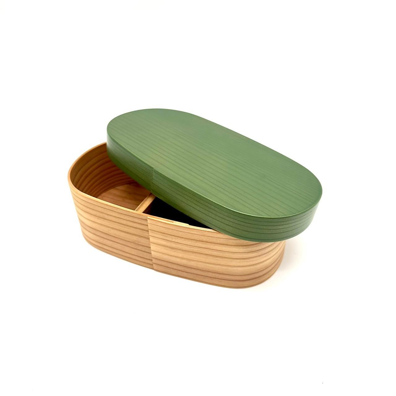 ［リーフグリーン］九州杉 国産 カラー 曲げわっぱ 被せ蓋 弁当箱 まげわっぱ［YS138］