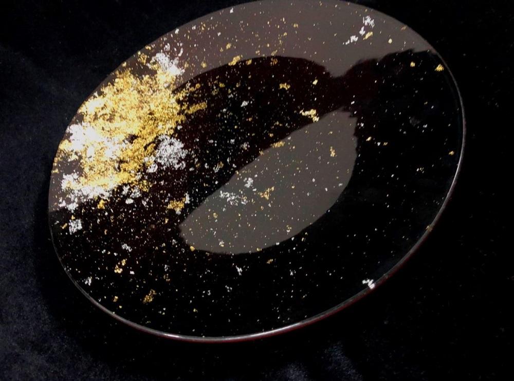 フラットプレートＭ（古代金箔漆黒）