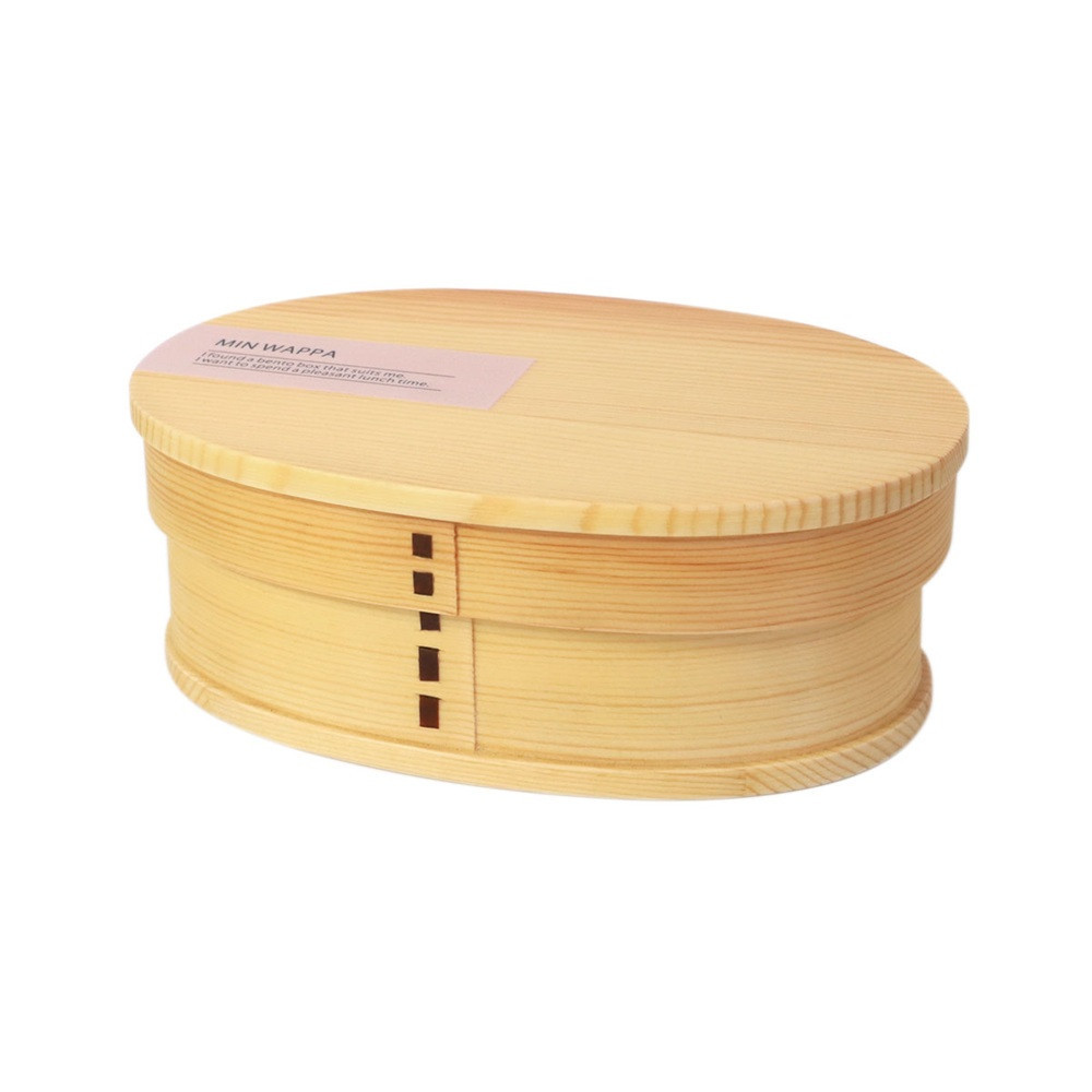 みよし漆器本舗 曲げわっぱ お弁当箱 600ml 約17.5×11.5×高さ6.5cm 小判型 MIN WAPPA ピンク 白木