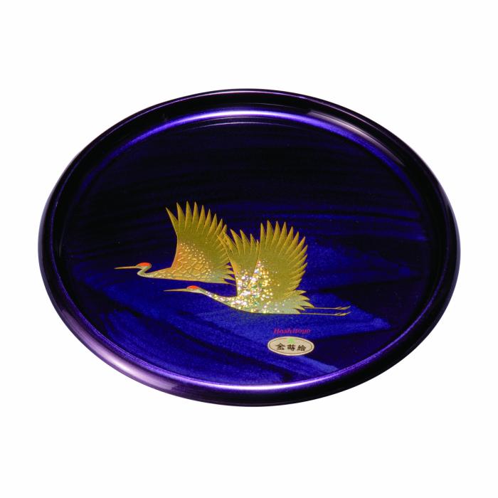 丸盆 紫雲杢 雅鶴 30cm【YG404】