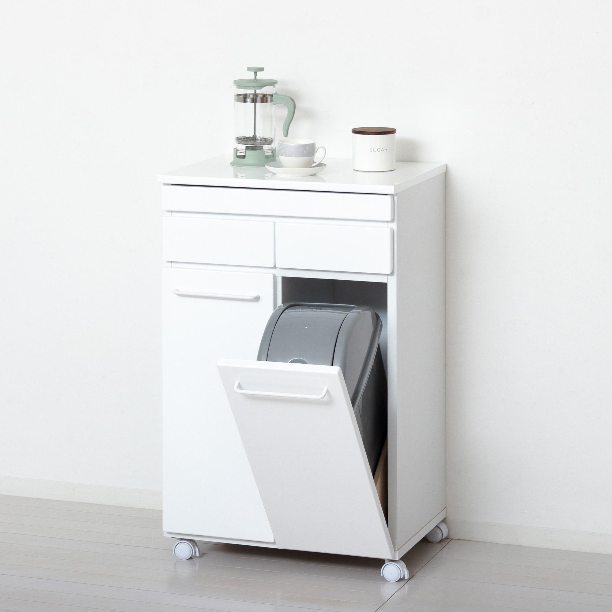 スライド棚付きダストボックス2D ホワイト