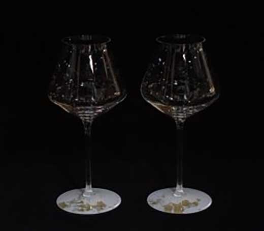 ワイングラスぺルラ2P（古代金箔・純白)