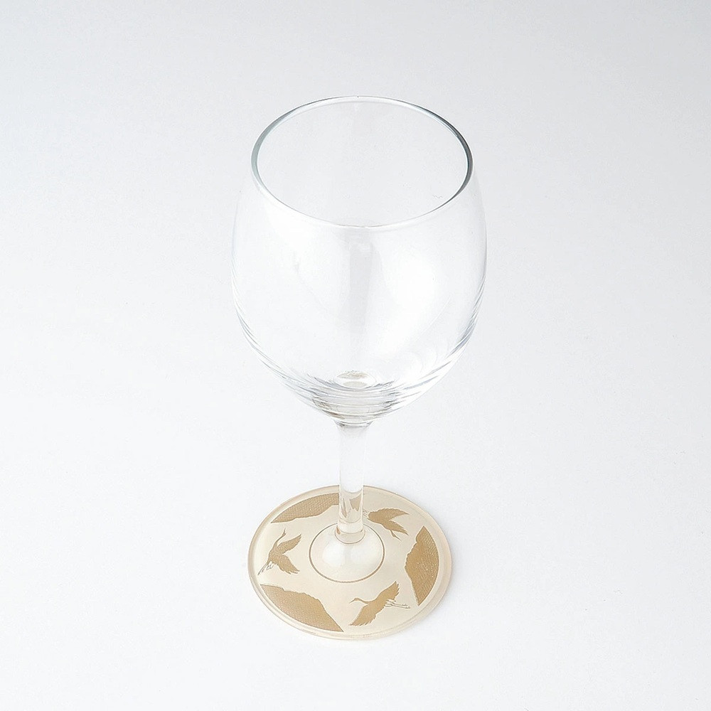 みよし漆器本舗 紀州塗り ぬりもん de Verre ワイングラス 蒔絵 万葉鶴 単品 白 300ml