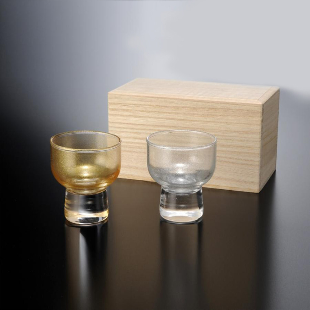 みよし漆器本舗 お猪口 ペアセット 紀州塗り ぬりもん de Verre 盃 涼金・涼銀 ペア 桐箱付き 70ml