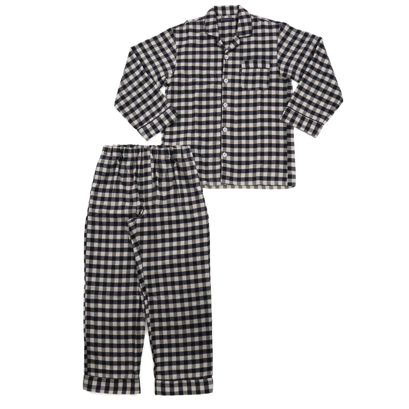 【カラー：ネイビー サイズ：M】ヤクウール 格子柄 メンズパジャマ