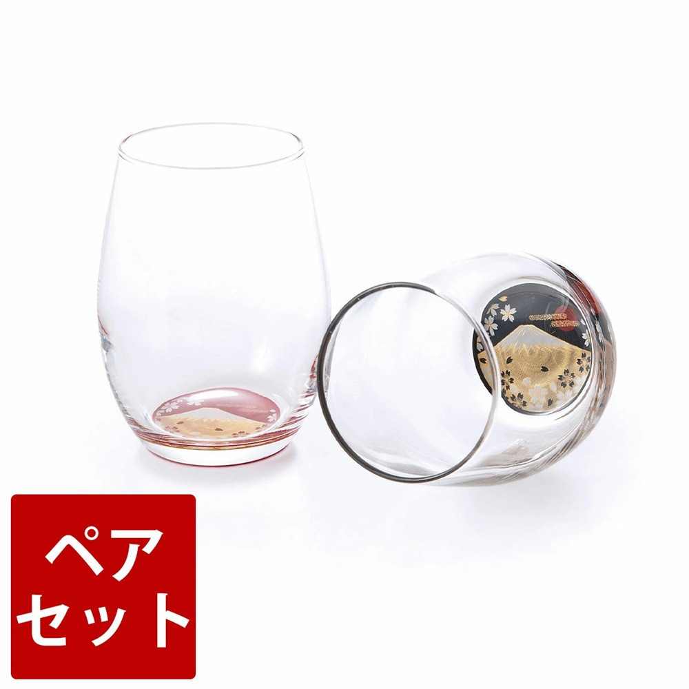 みよし漆器本舗 紀州塗り ぬりもん de Verre ダルマグラス 蒔絵 富士山 ペアセット 200ml