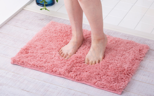 ふわふわコスモトロン吸水速乾バスマット３０mmコーラルピンク　縦４５cmX横６０cm
