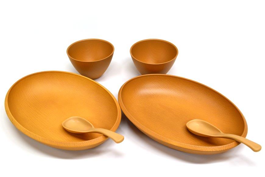 こもれび 木目調プレート&マルチボール＆スプーンNAセット【TN97】