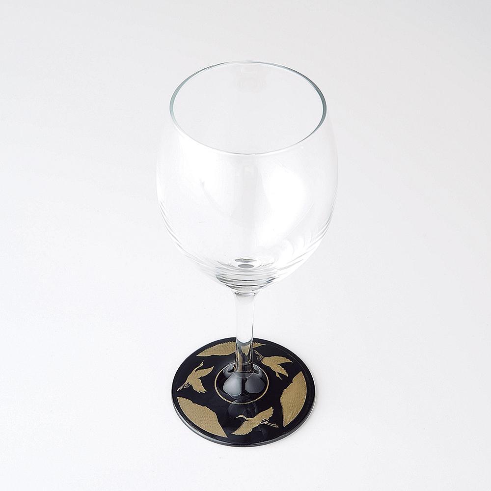 ぬりもん de Verre ワイングラス 万葉鶴 黒