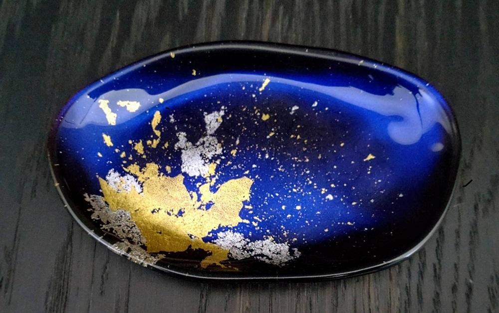 ビーンズ型小皿（MAJO金箔・ブルー）