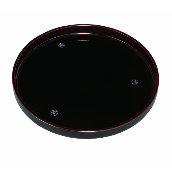 丸盆 30cm 溜 貝張 やまと梅 ［YG468］