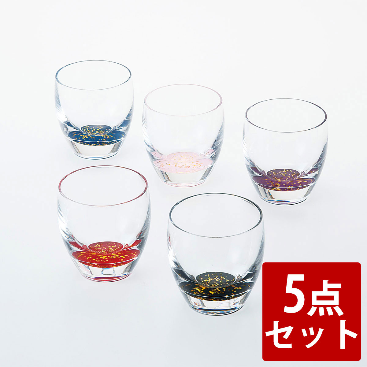 みよし漆器本舗 紀 州塗り ぬりもん de Verre 冷酒グラス きらり 5点セット 100ml