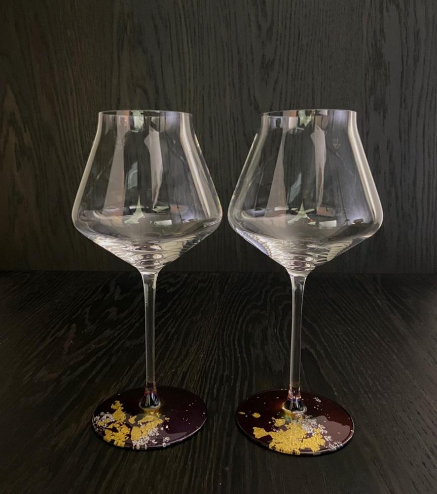 ワイングラスperla 2P（MAJO金箔・ブルー）