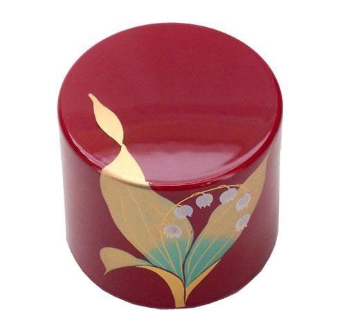 紀州漆器 文鎮 ペーパーウェイト 丸型 朱 スズラン【YG172】