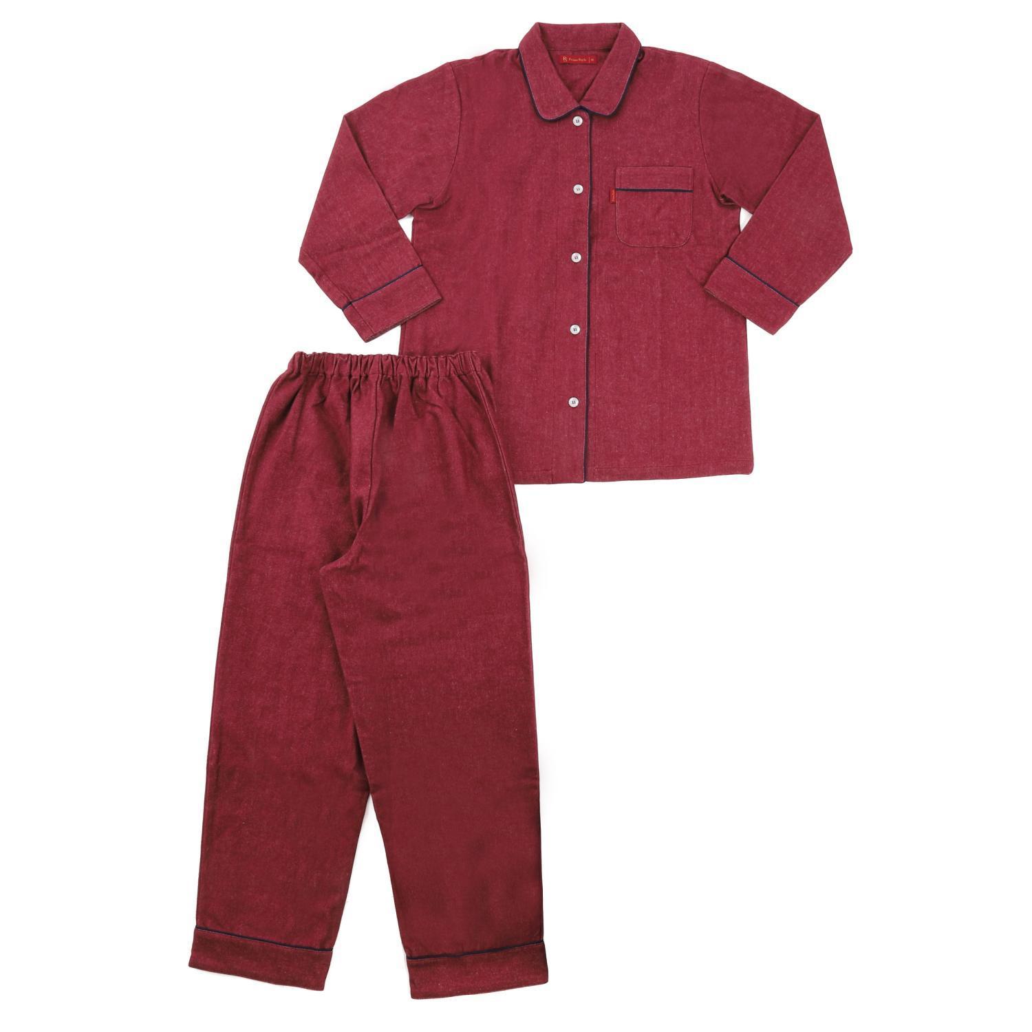 【カラー：レッド サイズ：M】フランネル 無地 レディス パジャマ