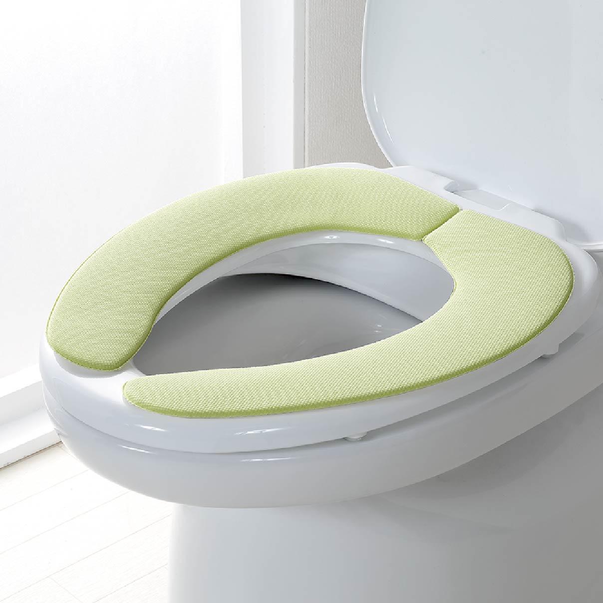 【グリーン】サンコー ズレない さらっと ベンザシート おくだけ吸着 便座カバー 洗える KN-57