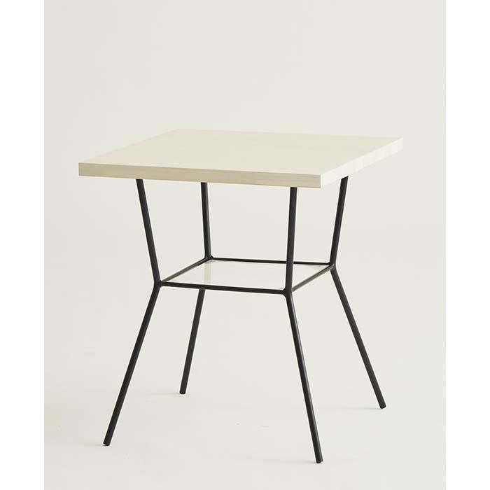 【天板ホワイト】  無垢材を使ったサイドテーブル D480xW480xH545