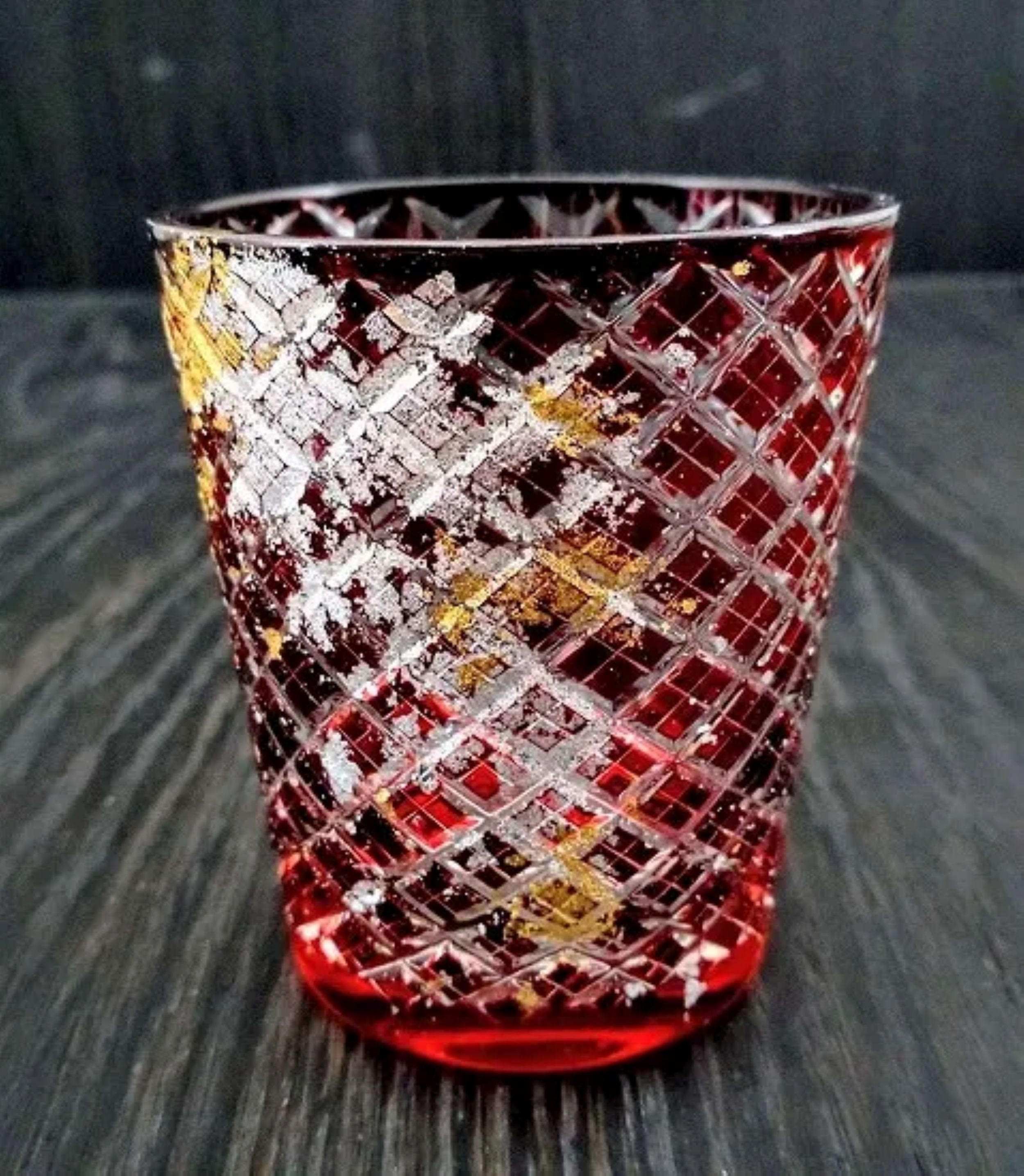 箔舞切子グラス220 レッド［NF244］